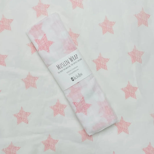 Muslin wrap - Pink star