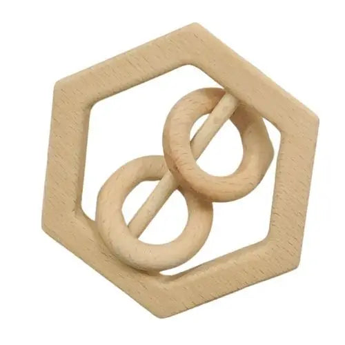 Hexagon wooden baby rattle